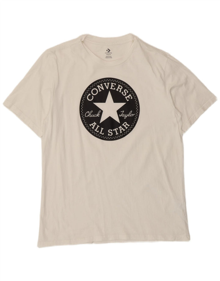 Converse Męski T-shirt z grafiką, duży, biały, bawełniany