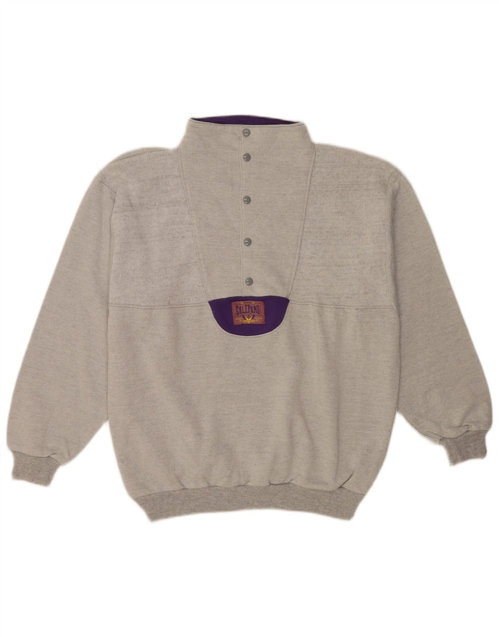 Męska bluza z dekoltem w stylu vintage, sweter XL, szara, bawełniana, retro