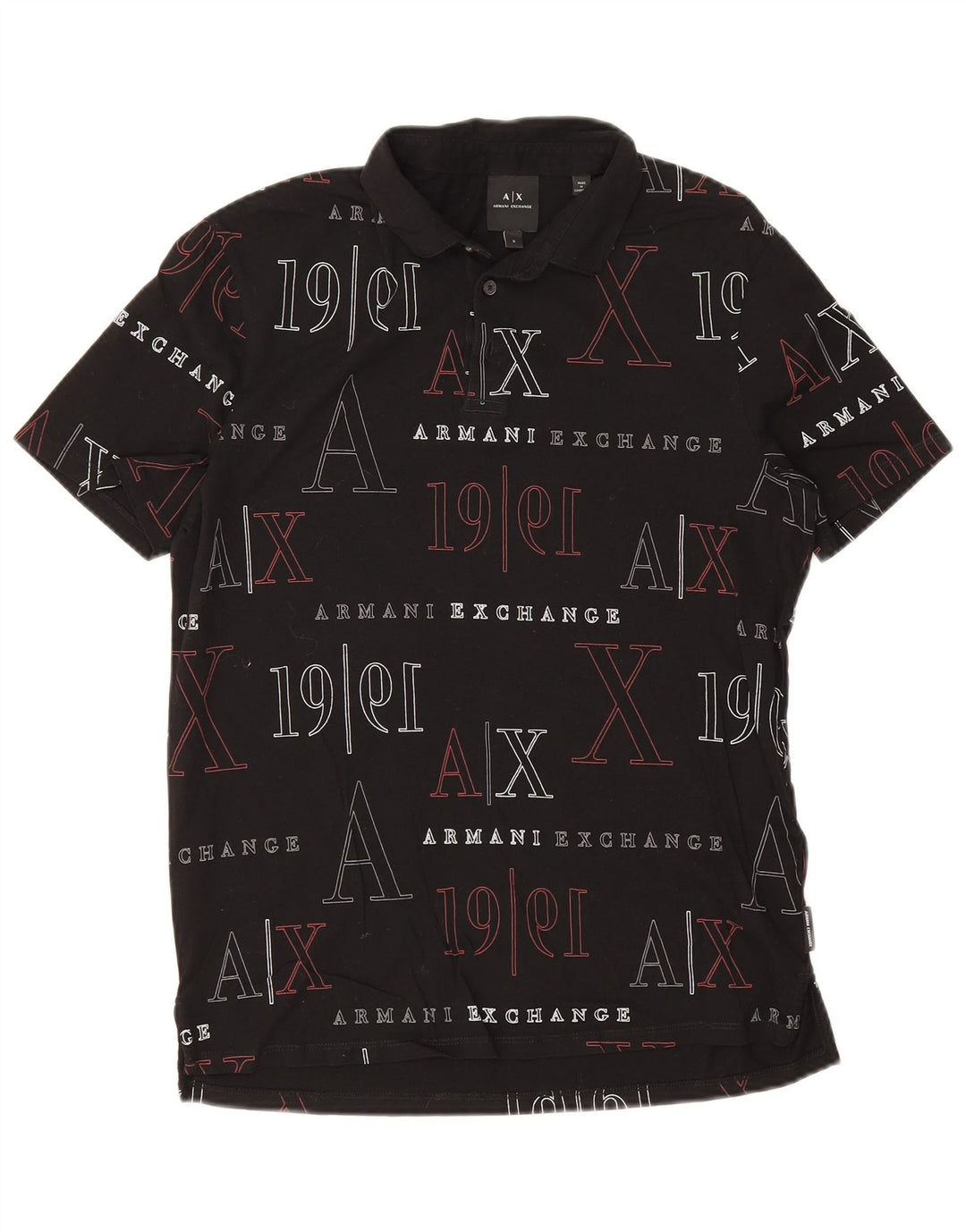 Męska koszulka polo Armani Exchange z grafiką, mała, czarna, bawełniana