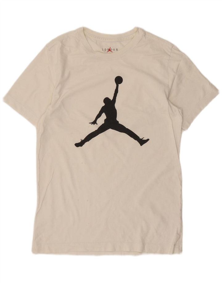 Męski T-shirt z grafiką Jordan, mały, biały, bawełniany