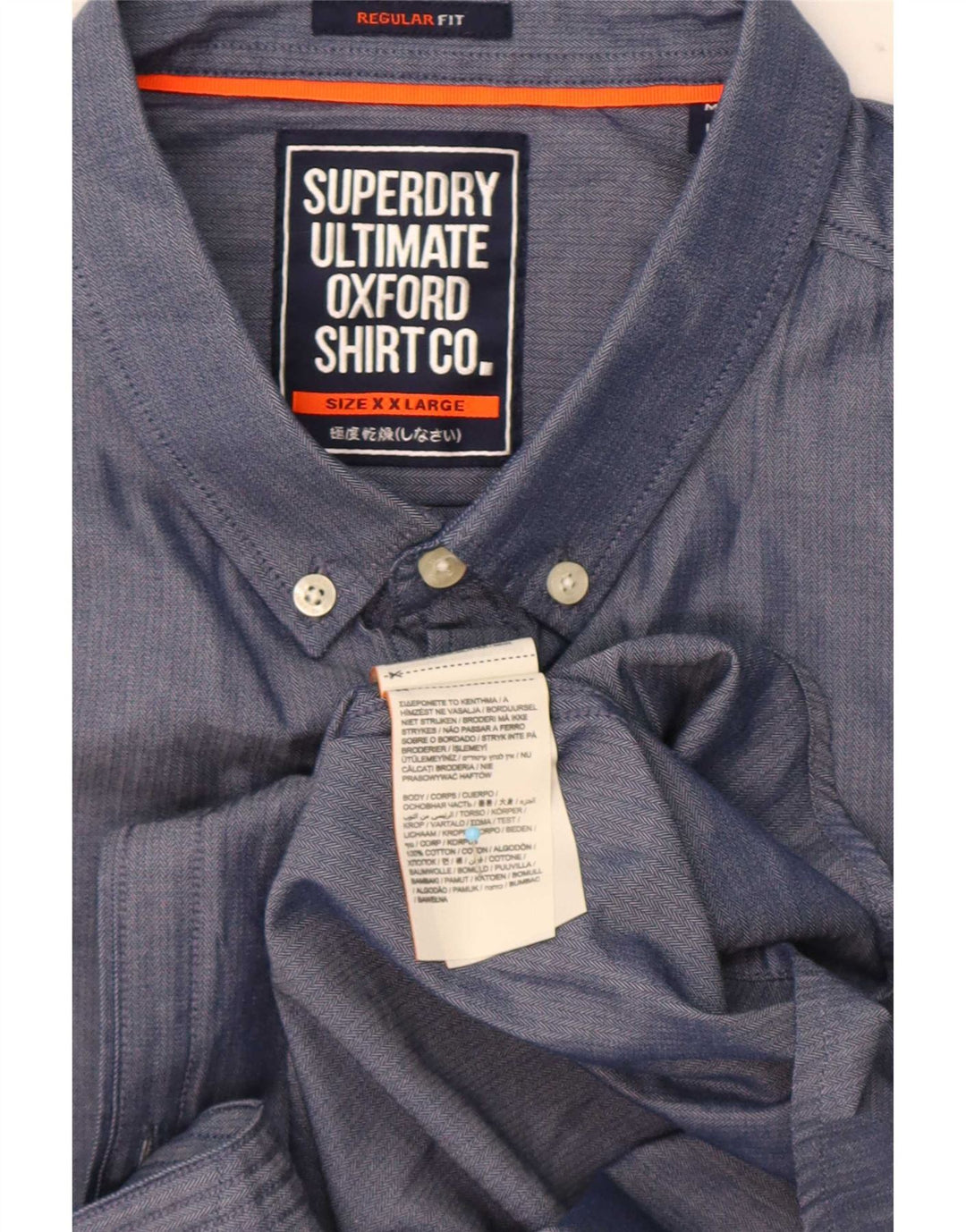 Męska koszula z krótkim rękawem Superdry o regularnym kroju, niebieska, bawełniana 2XL