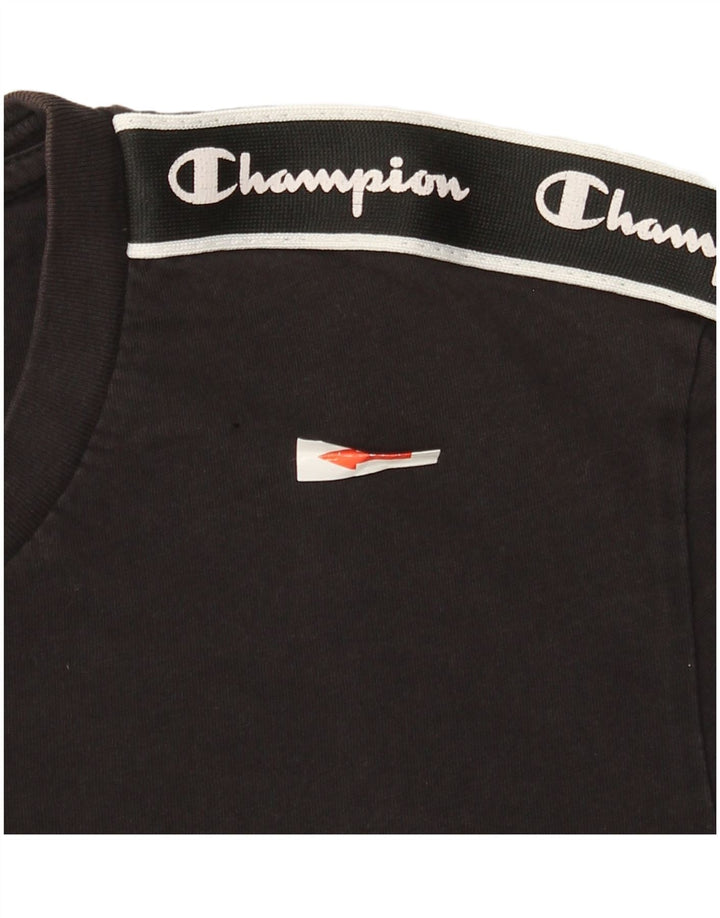 Męski T-shirt Champion z grafiką, mały, czarny, bawełniany