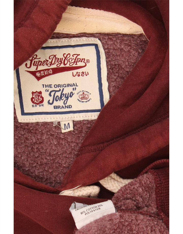 Męski sweter z kapturem Superdry, średniej wielkości bordowa bawełna
