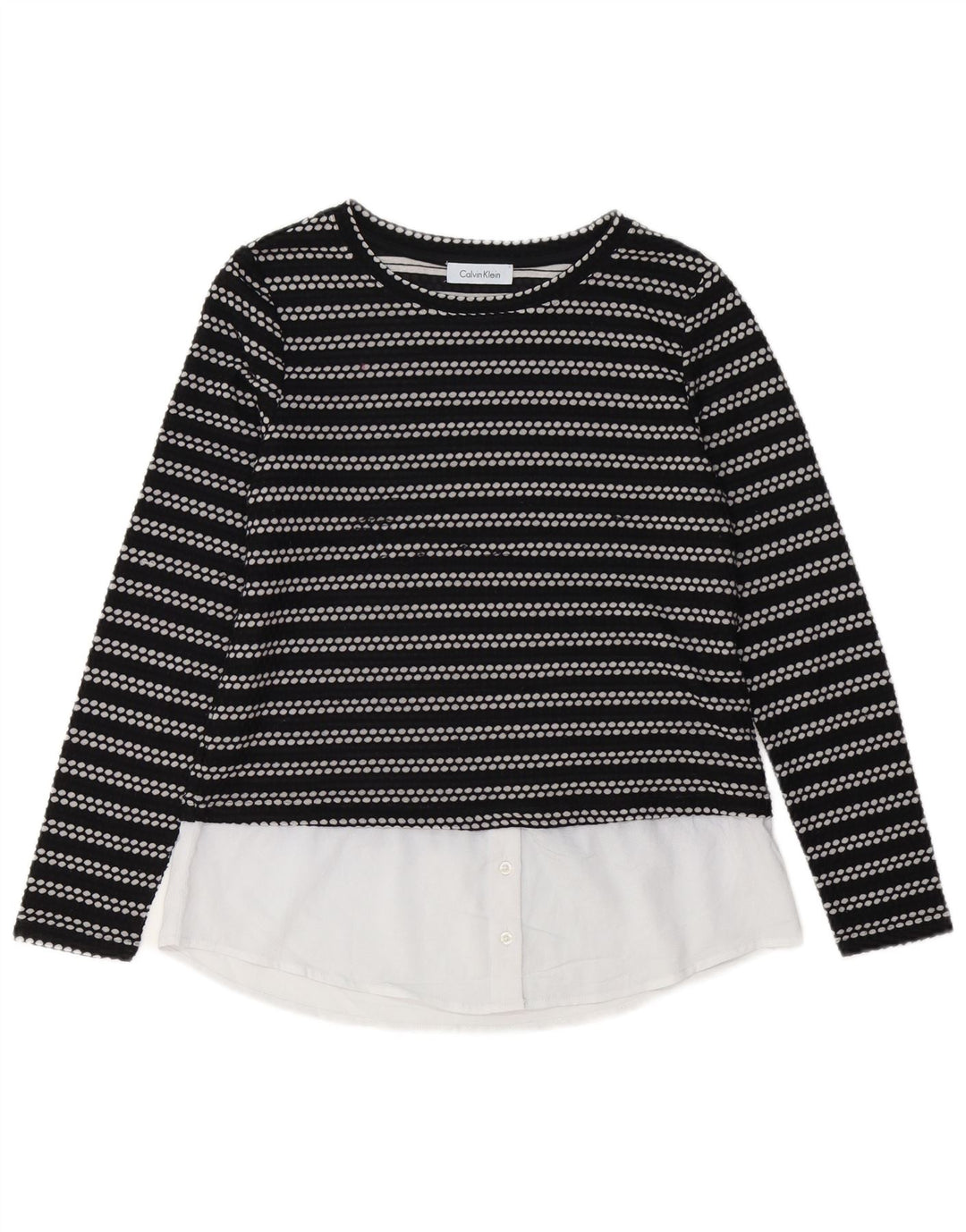 Damski top CALVIN KLEIN z długim rękawem UK 12, średnie czarne paski