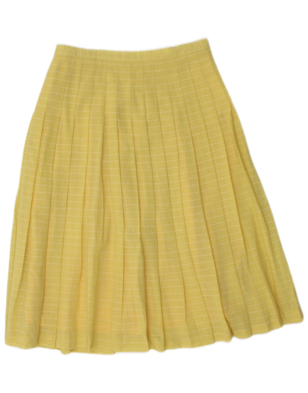 Vintage Womens Pleated A-Line Skirt W28 Medium Yellow Striped
