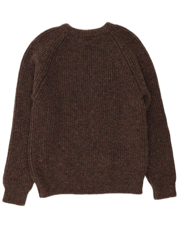 Męski sweter z okrągłym dekoltem Magee, duży, brązowy, nakrapiany, nowa wełna