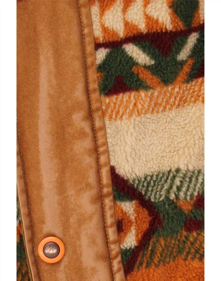 Męska kurtka polarowa WAMPUM UK 40, duża, brązowa, geometryczna