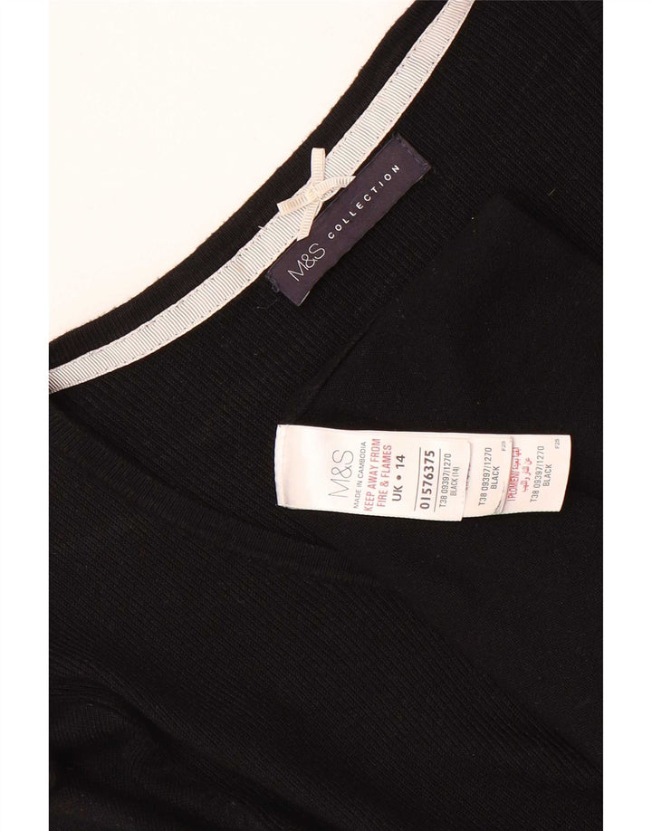 Marks & Spencer Damska tunika z rękawem 3/4, UK 14, średnia czarna wiskoza