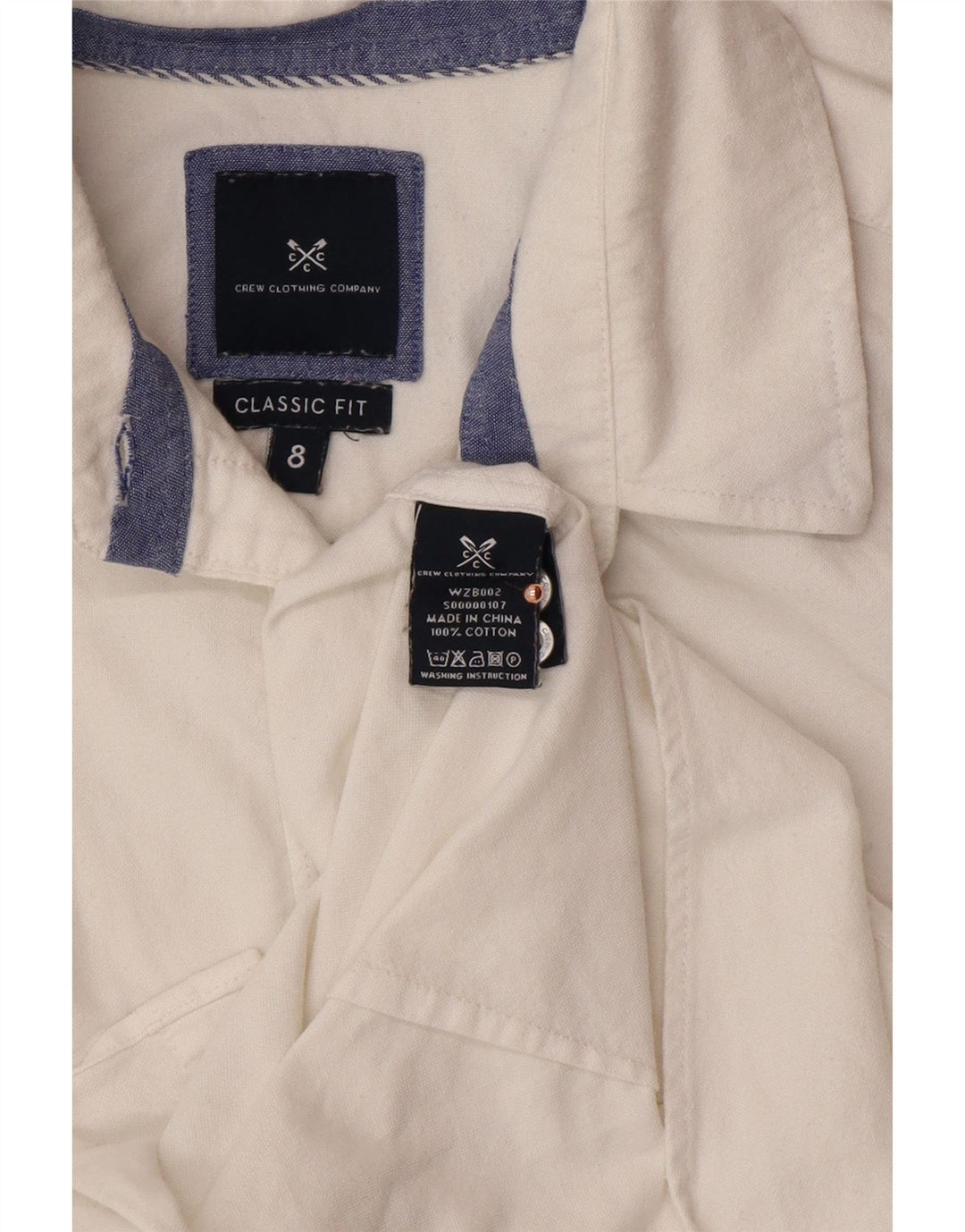 CREW CLOTHING Damska koszula o klasycznym kroju UK 8, mała, biała, bawełniana