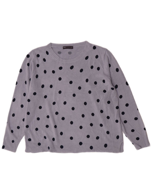 Marks & Spencer Damski sweter z dekoltem w łódkę, UK 22 3XL, niebieski w kropki