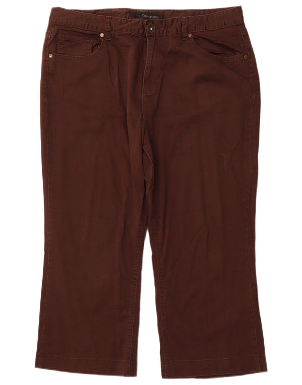 Spodnie damskie CALVIN KLEIN proste Capri US 16 2XL W36 L22 brązowa bawełna