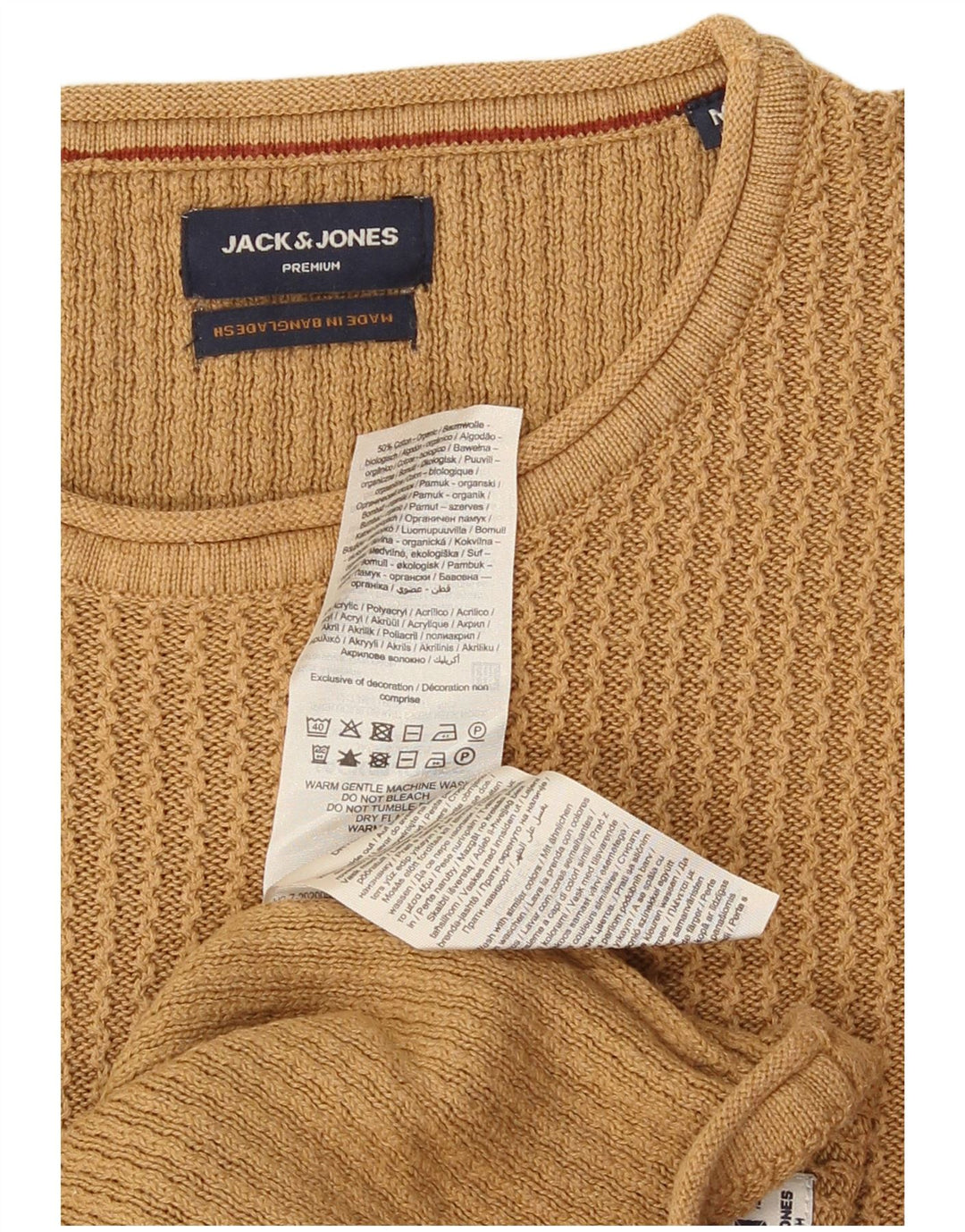Męski sweter Jack & Jones z okrągłym dekoltem, średnio beżowy, bawełniany