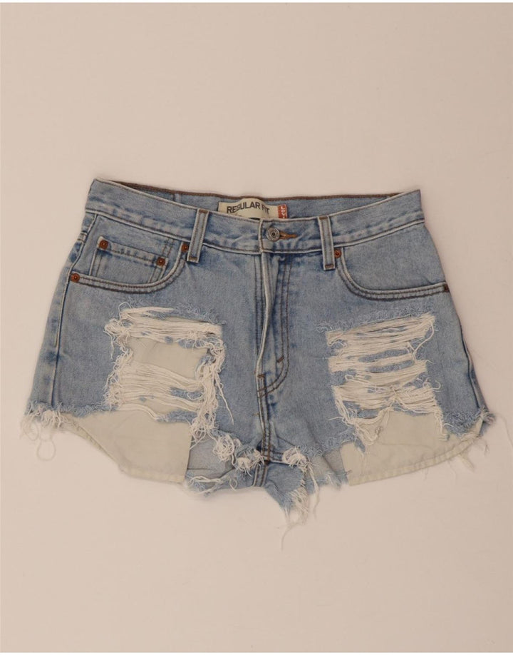 LEVI'S Womens 505 Distressed Denim Shorts W30 Medium Blue Cotton Vintage Levi's and Second-Hand Levi's from Messina Hembry 