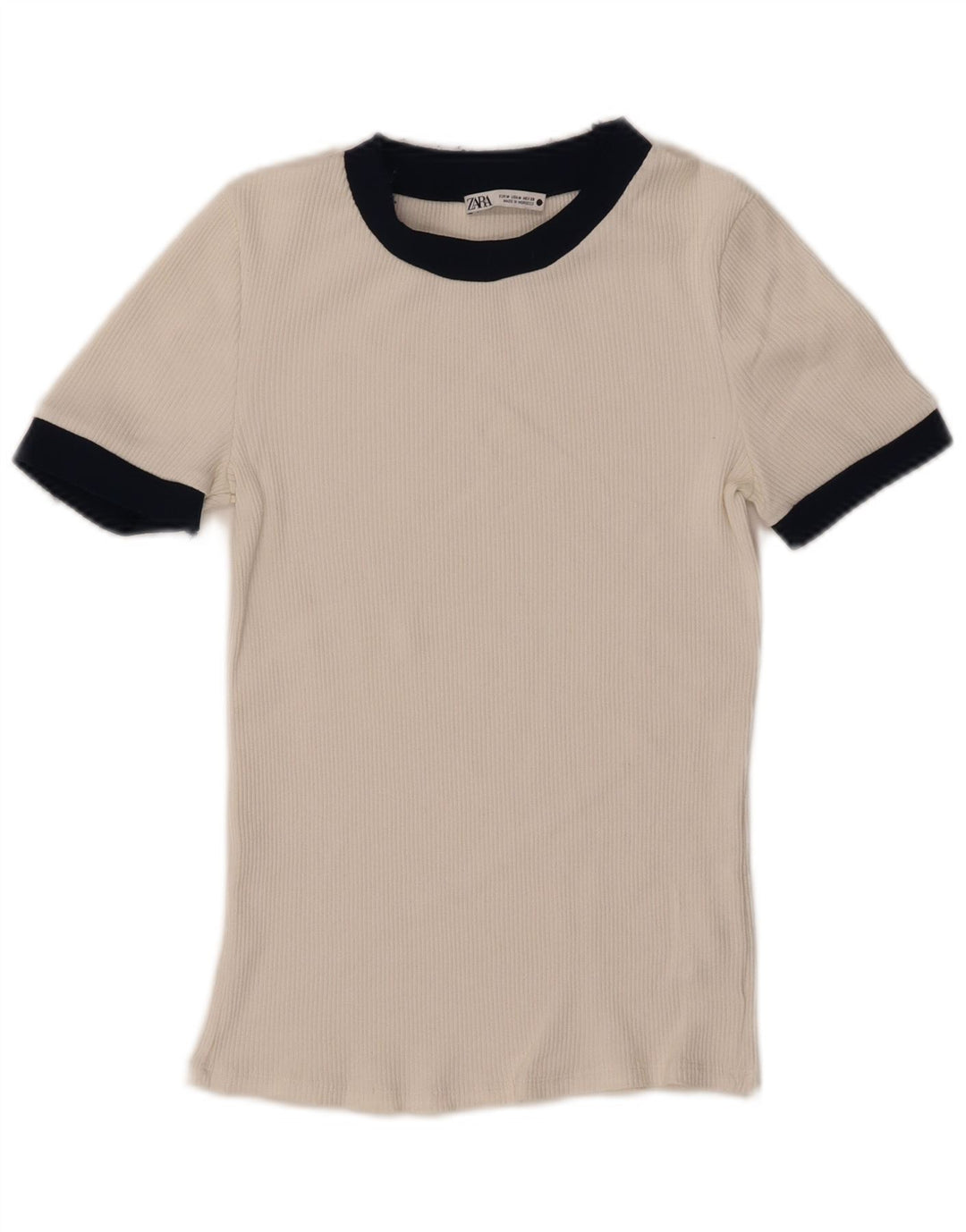 T-shirt damski Zara Top UK 12, poliester w kolorze średniej bieli