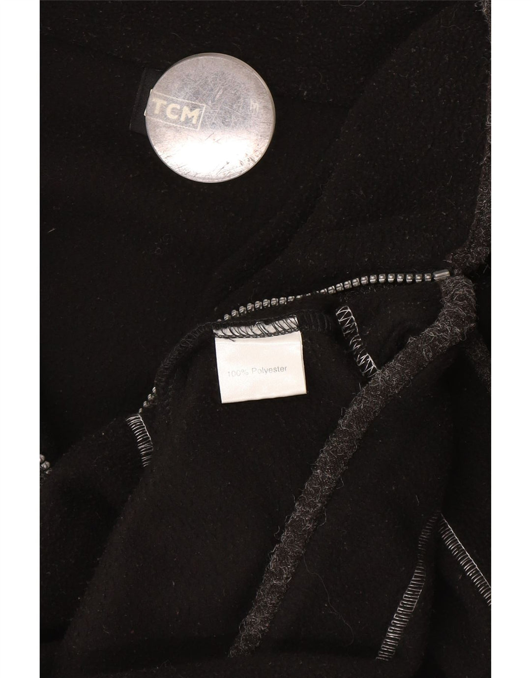 Męski sweter polarowy TCM z graficznym zamkiem, średni czarny poliester