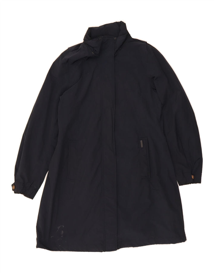 WOOLRICH Womens Overcoat UK 16 Large Navy Blue Polyester Vintage Woolrich and Second-Hand Woolrich from Messina Hembry 