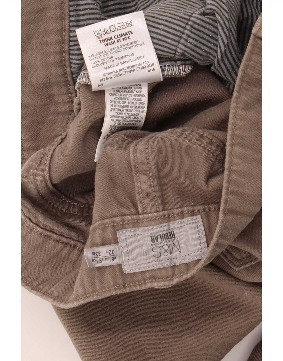 Męskie spodnie casual Marks & Spencer W32 L33 Szara bawełna