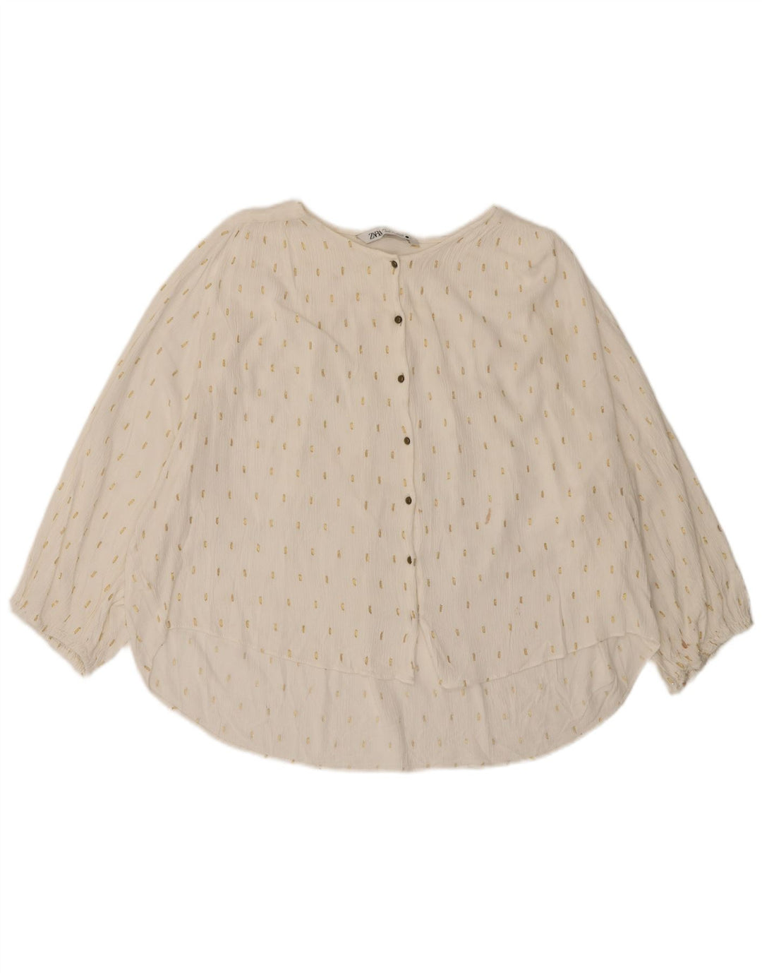 Damska bluzka koszulowa oversize z rękawem 3/4 Zara UK 14, duża w kolorze złamanej bieli