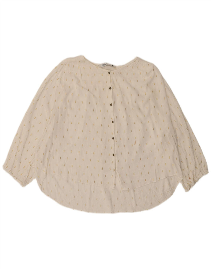 Damska bluzka koszulowa oversize z rękawem 3/4 Zara UK 14, duża w kolorze złamanej bieli