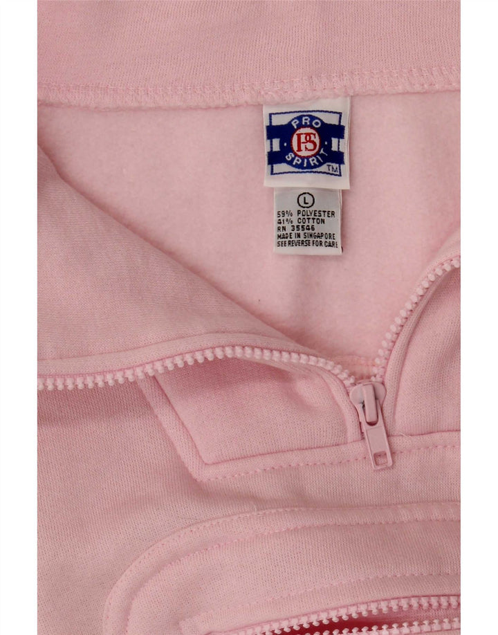Vintage damska bluza oversize z zamkiem błyskawicznym, UK 16, duży różowy