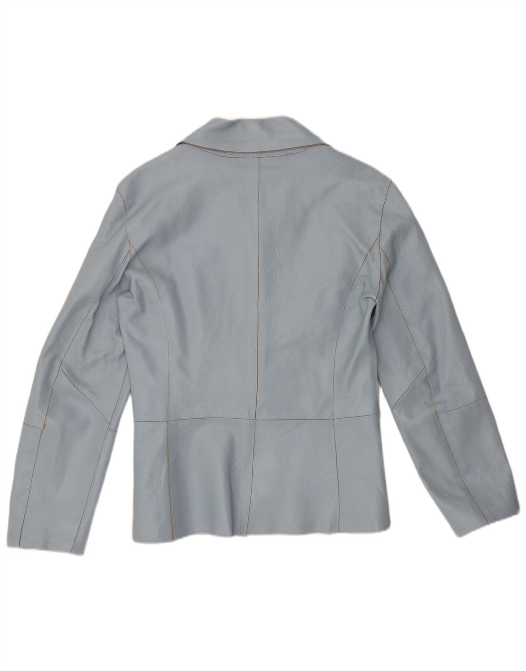 Damska marynarka skórzana zapinana na 2 guziki w stylu vintage, UK 12, średni niebieski