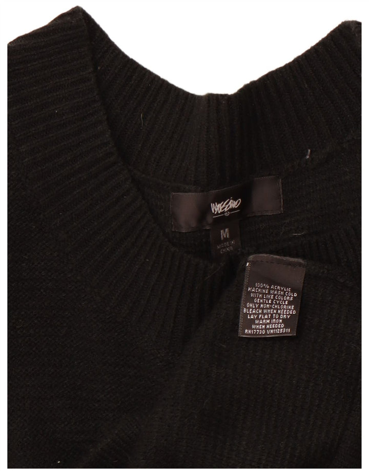 MOSSIMO Womens Short Sleeves Jumper Dress UK 12 Medium Black Acrylic