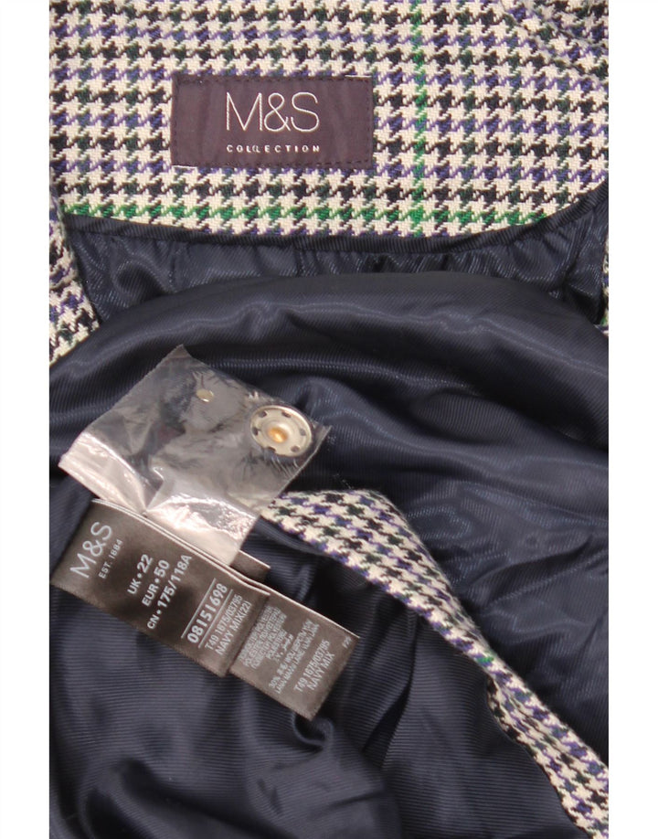 Marks & Spencer Płaszcz damski UK 22 3XL Granatowy poliester w pepitkę