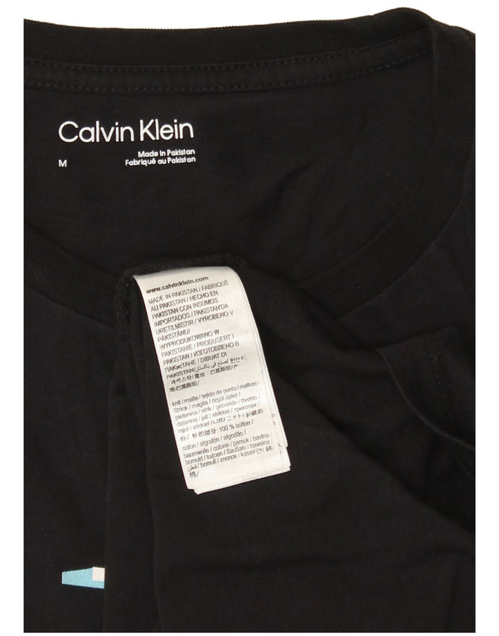Męska koszulka z grafiką Calvin Klein, średnia czarna bawełniana