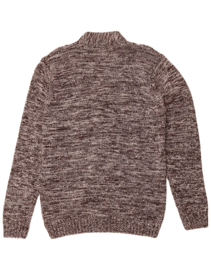 Vintage męski sweter rozpinany, duży, brązowy, nakrapiany, bawełniany