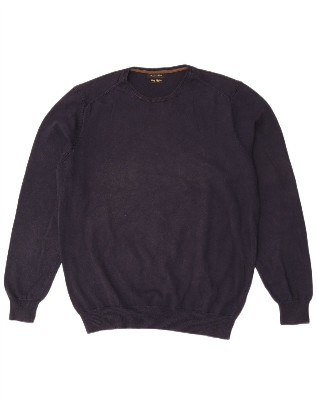 Męski sweter z okrągłym dekoltem Massimo Dutti XL, granatowy, bawełniany