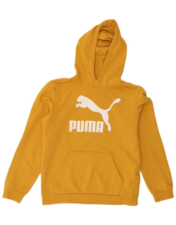 Dziewczęca bluza z kapturem Puma z grafiką 15-16 lat XL, żółta bawełna