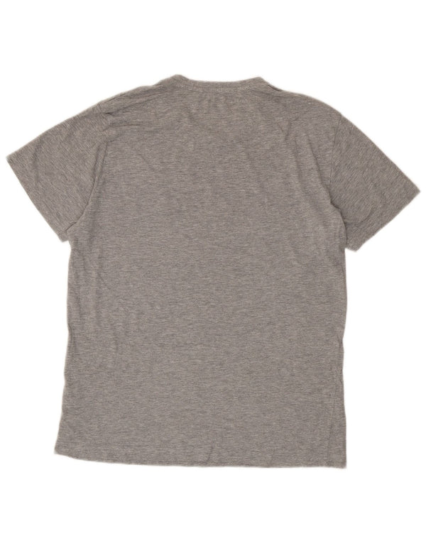 Męski T-shirt z grafiką Pingwin, duży, szary, nakrapiany bawełniany