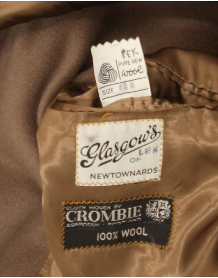 Męski wojskowy dwurzędowy płaszcz wojskowy Dack's UK 42 XL Brązowa dziewicza wełna