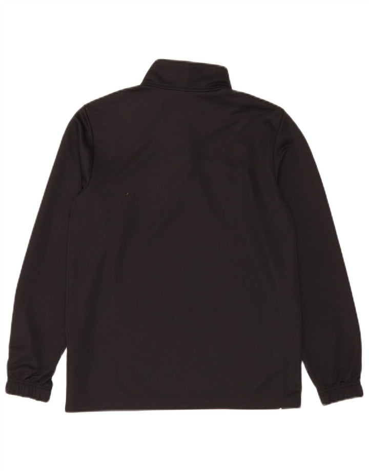 Adidas Chłopięca Koszulka Climalite Z Zip Neck Top Z Długim Rękawem 11-12 Lat Czarny Poliester