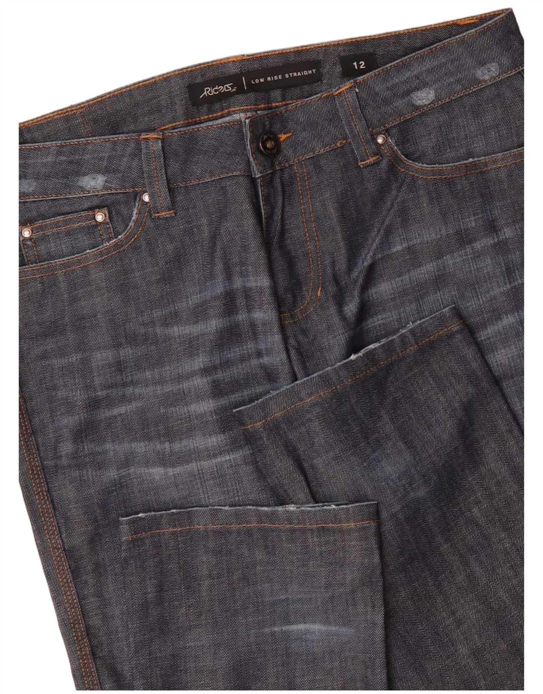 Damskie jeansy Riders LEE z niską talią, US 12, duże, W34 L33, granatowe