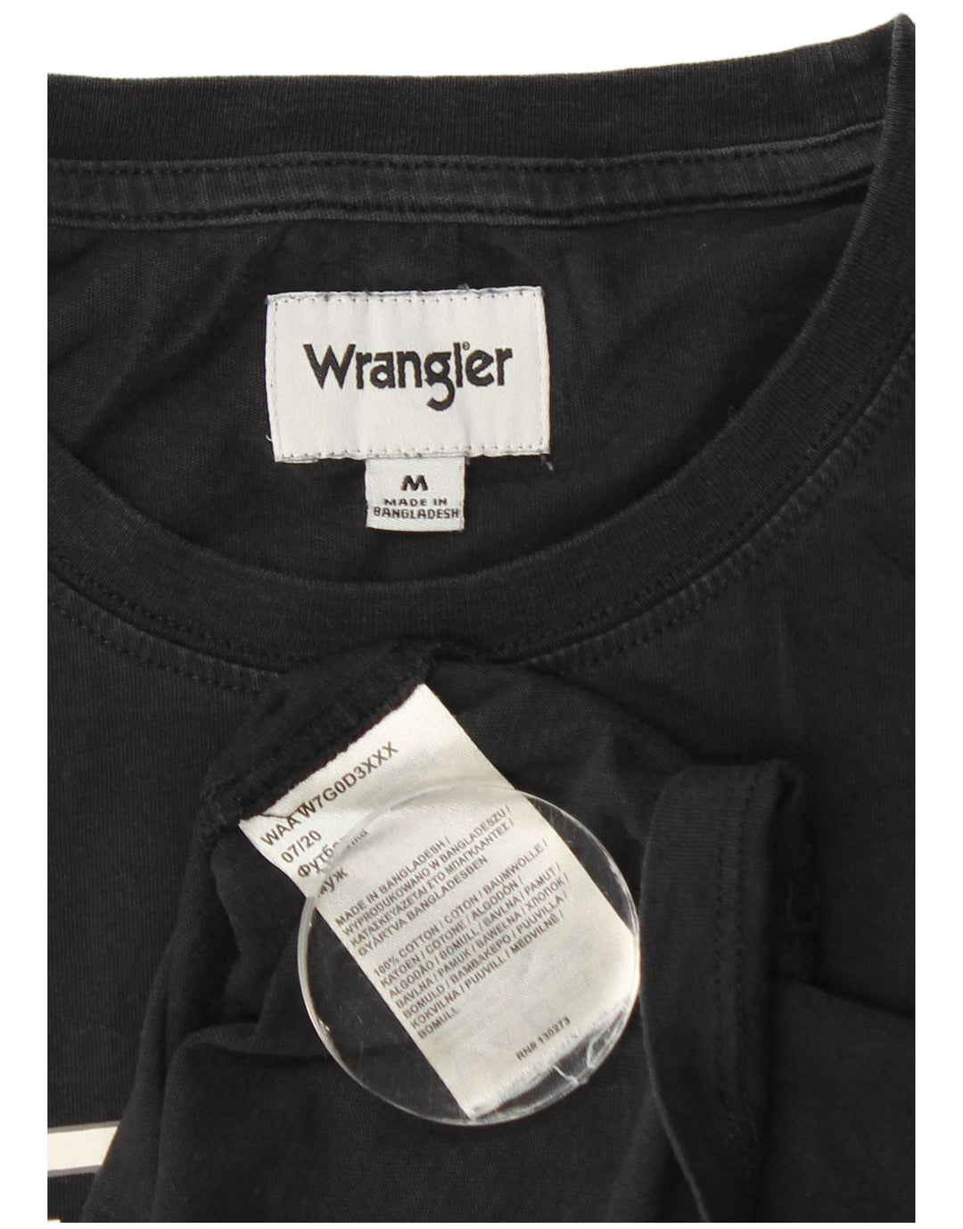 Męski graficzny top Wrangler z długim rękawem, średnio czarny, bawełniany