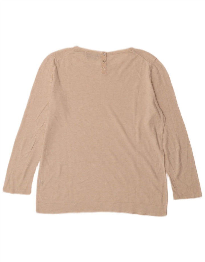 Damski top oversize Massimo Dutti z długim rękawem UK 16, duży, beżowy, bawełniany