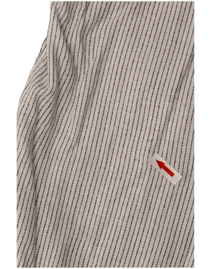 Trussardi Mens Shirt Medium White Pinstripe