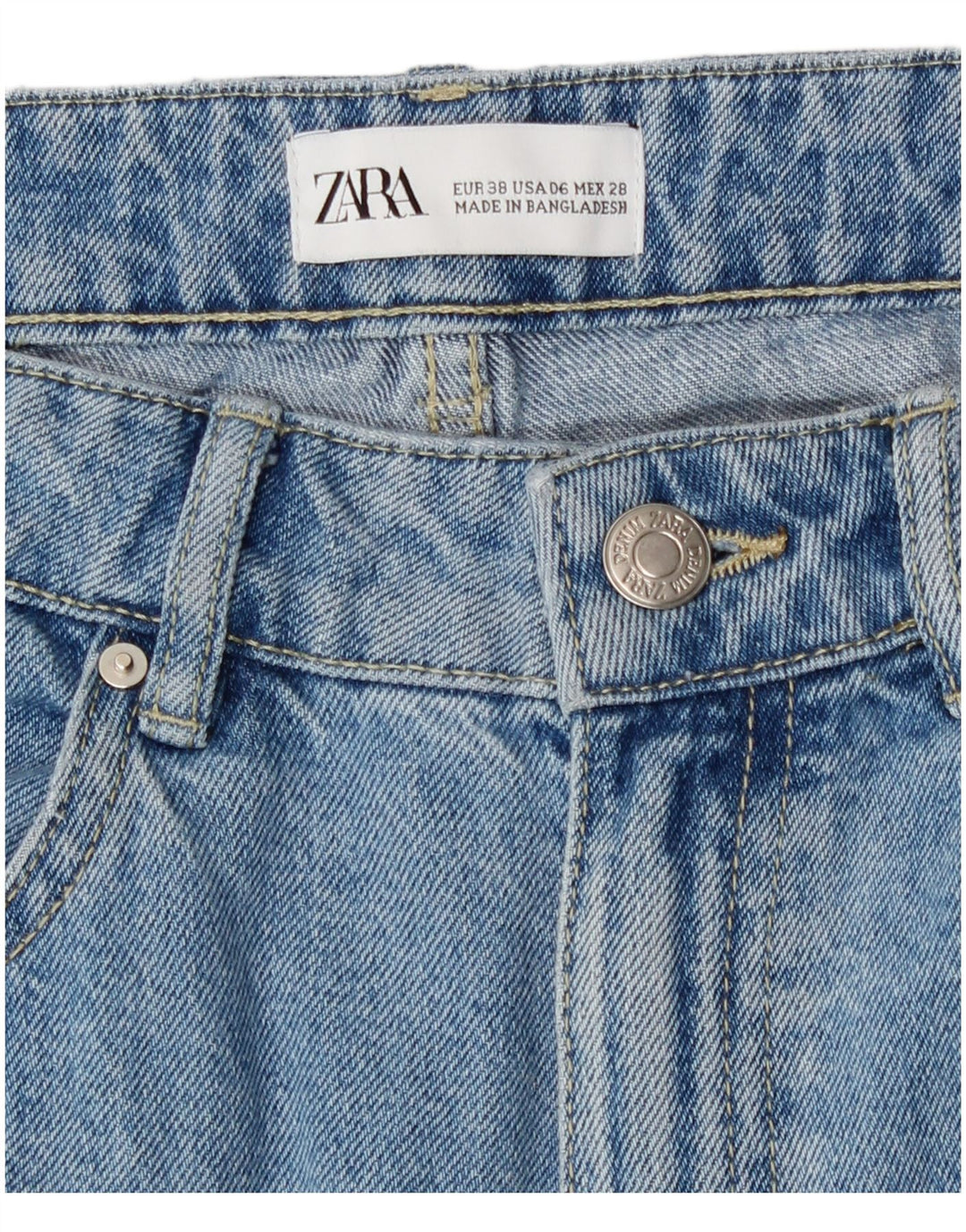 Damskie jeansy z szeroką nogawką Zara EU 38 Small W28 L26 Niebieskie bawełniane