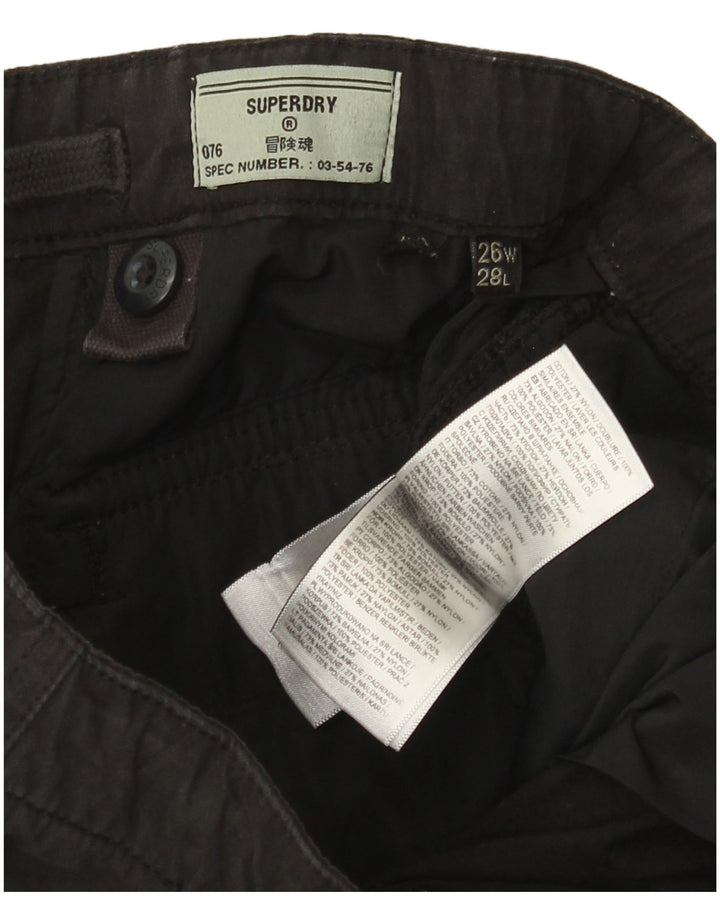 Damskie proste spodnie cargo Superdry W26 L25 Czarna bawełna