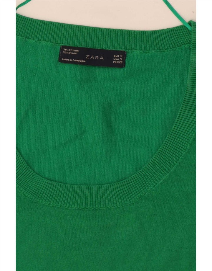 Bluzka damska Zara Top UK 8 Small, zielona bawełna