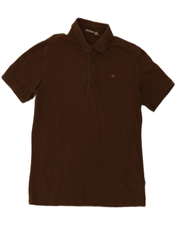 NAPAPIJRI Mens Polo Shirt Large Khaki Cotton