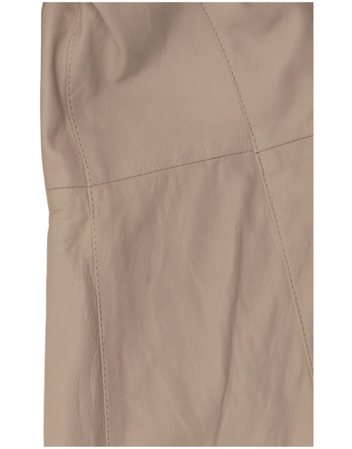 Vintage damski płaszcz skórzany IT 42 średniej wielkości złamanej bieli