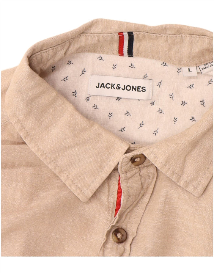Koszula męska Jack & Jones, duża, beżowa, bawełniana