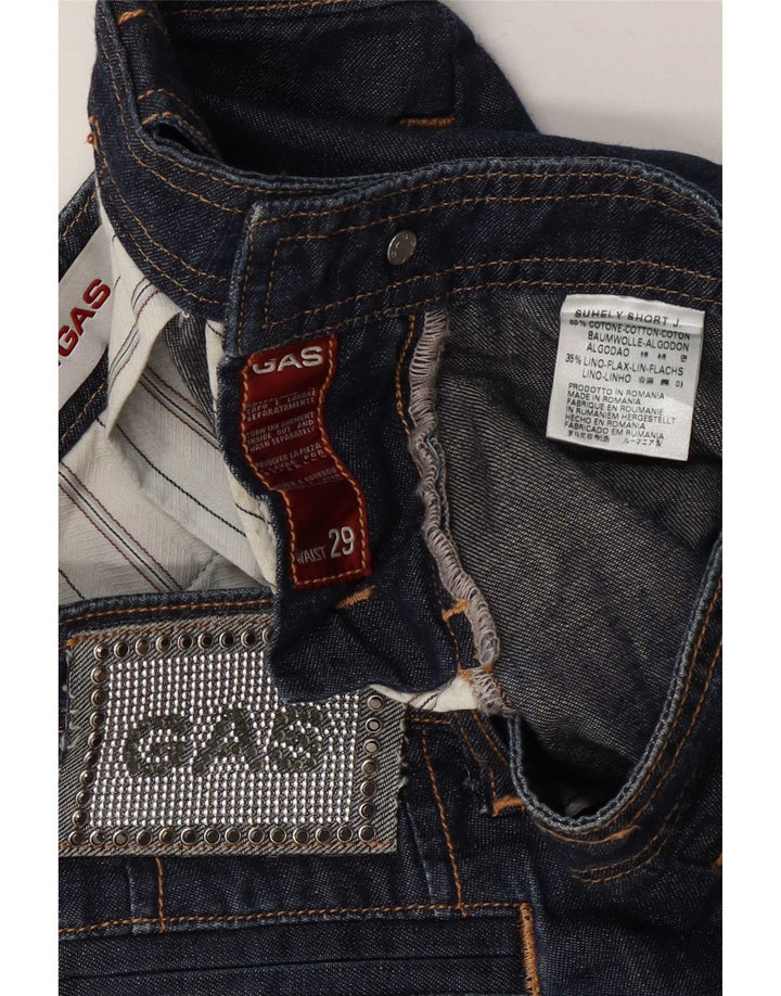 Damskie spodenki jeansowe Gas W29 Średni granatowy bawełniany