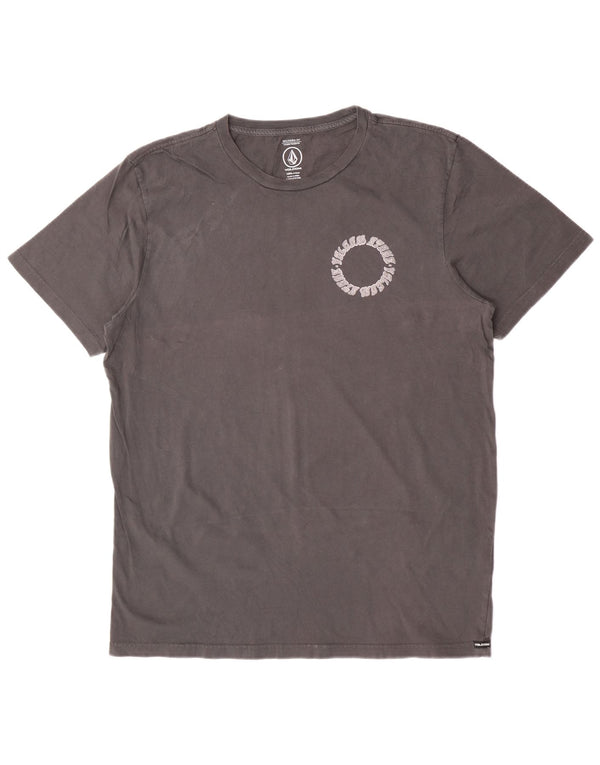 Męski T-shirt z grafiką o nowoczesnym kroju Volcom, duży, szary, bawełniany