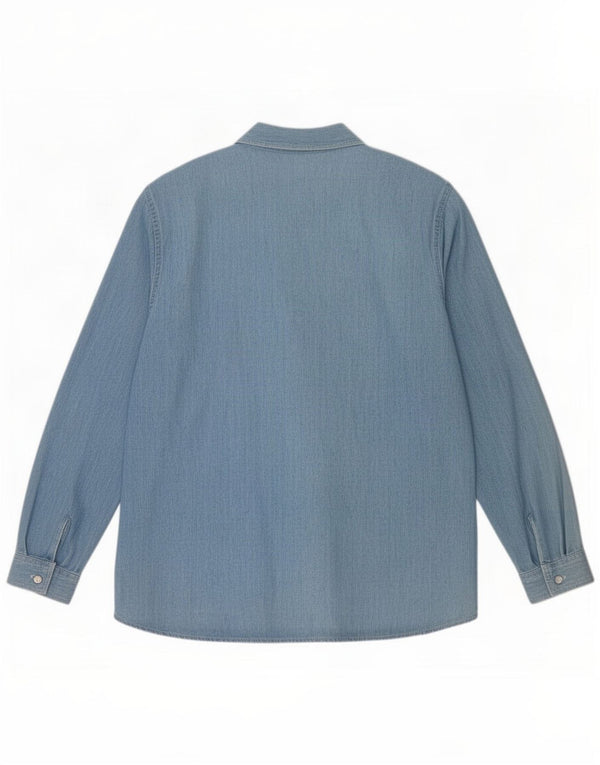 Vintage Womens Denim Shirt UK 14 Large Blue Cotton