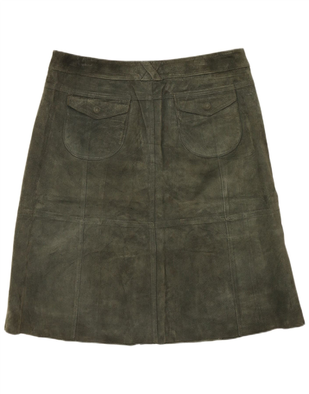 TOPSHOP Damska zamszowa spódnica UK 12 Średnia W32 Skóra khaki