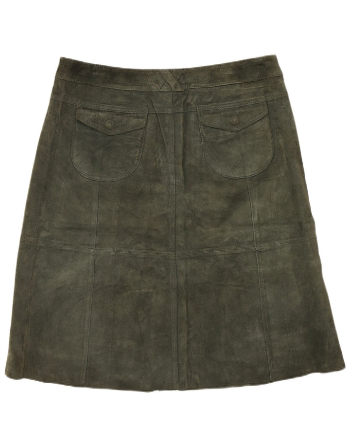 TOPSHOP Damska zamszowa spódnica UK 12 Średnia W32 Skóra khaki