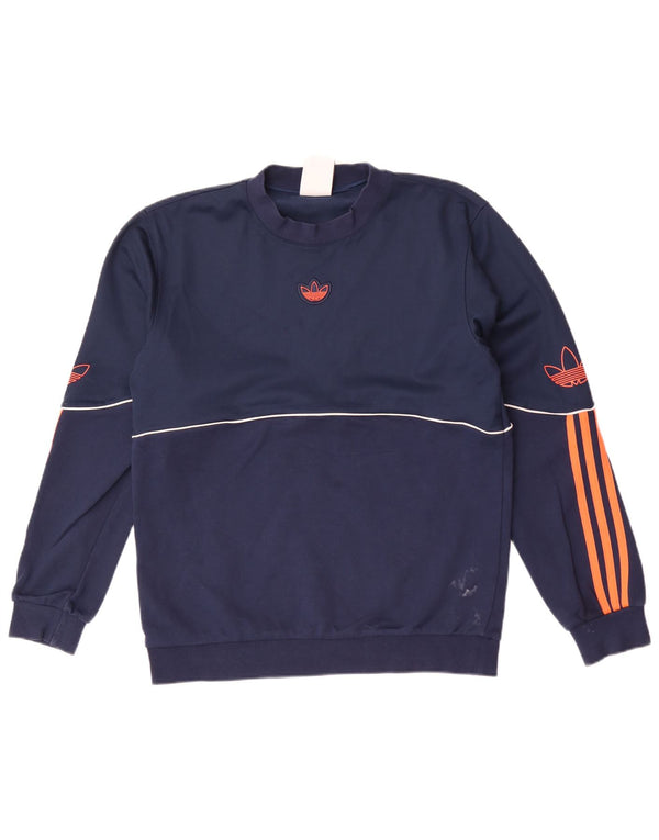 Adidas Męska bluza z grafiką, mała, granatowa, bawełniana